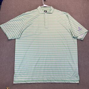 FootJoy Golf Performance Polo Shirt Men's 2XL Green White Plaid Salem Glen CC